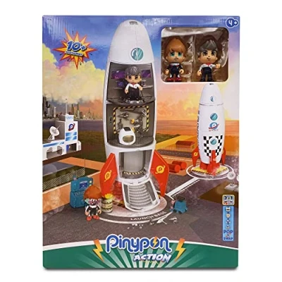 Immagine di Pinypon Action Razzo spaziale giocattolo con diverse piante che ruotano per giocare nello spazio, include 2 figure, un alieno e astronauta, vari accessori di gioco, Famosa (700017343)