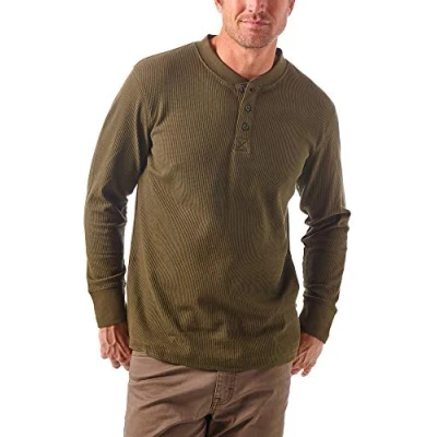 Immagine di Wrangler Authentics Waffle Henley a Maniche Lunghe da Uomo Maglietta Senza Collo, Notte di Foresta