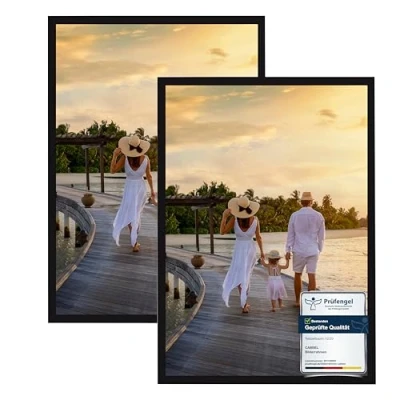 Immagine di CABBEL Set di 2 cornici portafoto in legno MDF 50x70 cm, con vetro acrilico infrangibile, colore Nero