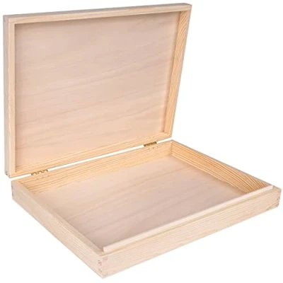 Immagine di Creative Deco A4 Scatola di Legno con Coperchio 34 x 25.3 5.3 cm Valigetta Cassetta Conteniore Portaoggetti Portagiochi Cofanetto Perfetta per Decoupage Documenti Giocattoli Attrezzi