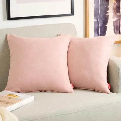 Immagine di Blumtal Federe Cuscini Divano in Ciniglia, Copricuscini Divano, Cuscino 2 Pezzi, 45 x 45cm, Rosa