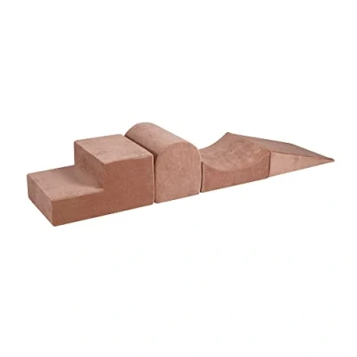 Immagine di blocchi di schiuma morbida Meowbaby 4 Playground 145x45cm per neonati e bambini piccoli, arrampicata indoor, parco giochi interno durevole, luce, velluto, beige