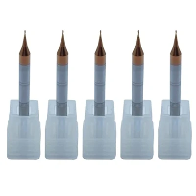 Immagine di Hunrocho 5 punte HRC55, diametro 0,5 mm, 2 tagli, fresa CNC, acciaio al tungsteno, nano rivestimento, quadrata in metallo duro (HRC55D0.5X50 2F)
