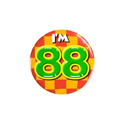 Immagine di PD Party 6014788 Compleanno Distintivo/Spillo Badge Celebrazione Festa I&#039;m 88, Multicolore, 5.5cm Lunghezza x Larghezza 0.5cm Altezza
