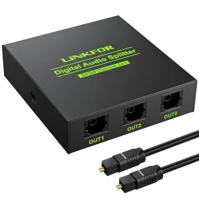 Immagine di LiNKFOR 3 Porte SPDIF Splitter Audio Digitale Ottico 5.1CH 1x3 Toslink Supporta Dolby AC3 DTS LPCM 2.0 con 1M Cavo per PS3 DAC Convertitore Blu Ray DVD HDTV STB