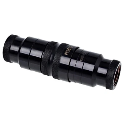 Immagine di Alphacool 17370 Eiszapfen HF Quick Release Connector Kit G3/8 Inner Thread with reducing Nipple G1/4 Deep Black WaterCooling Raccordi