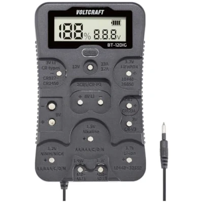 Immagine di VOLTCRAFT Tester batterie BT 12DIG Campo di misura (tester batterie) 1,2 V, 1,5 3 3,7 6 9 12 V Pila, Batteria ricaricabile VC 14340820