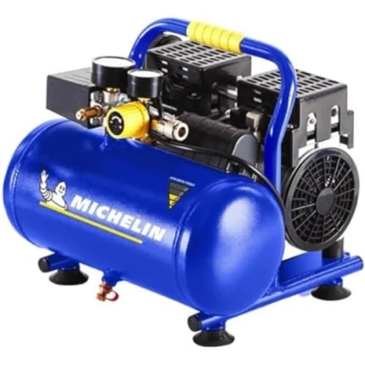 Immagine di Compressore d&#039;aria silenzioso portatile MICHELIN MX6/1 Serbatoio da 6 litri Senza olio Motore 1 hp Pressione massima 8 bar Portata 106 l/min 6,4 m3/h 59 dB(A) LpA 4m