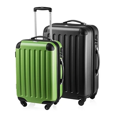 Immagine di HAUPTSTADTKOFFER Spree Set di 2 Valigie Trolley rigido con estensione, ABS, TSA, 4 ruote, 55/65 cm, Verde mela Nero