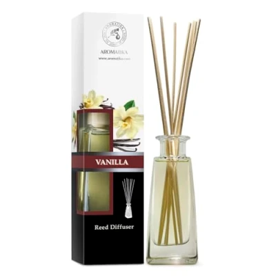Immagine di Diffusore Profumato Vaniglia 100ml con 10 Bastoncini di Bambù Olio Essenziale Fragranza Intensa Senza Alcool Aromatizzatore d&#039;Aria per Interni Aroma Diffuser Aromaterapia