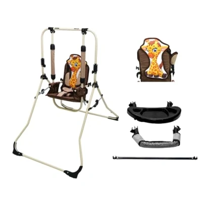 Immagine di Skyline Altalena per bambini, 2 in 1, interni ed esterni, una cintura di sicurezza con ferretto, pieghevole, esterni (giraffa)