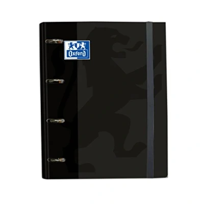 Immagine di Oxford, Raccoglitore a 4 anelli A4+ con copertina extra gomma. Include griglia di ricambio 5 x 5. Colore nero