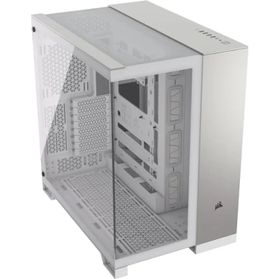 Immagine di CORSAIR 6500X Mid Tower ATX Case per PC a Doppia Camera Vetro Temperato Panoramico Compatibile con Scheda Madre Connessione Inversa Nessuna Ventola Inclusa Bianco/Alluminio Grigio Satinato