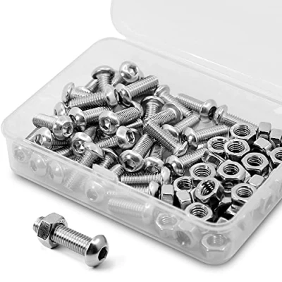 Immagine di (40 Set) M6 x 10mm Kit di Viti Bulloni a Brugola e Dadi in Acciaio Inox 304,Vite testa Bottone cilindrica con esagono incassato