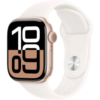 Immagine di Apple Watch Series 10 42mm Oro (Cinturino In Gomma Rosa S/M)