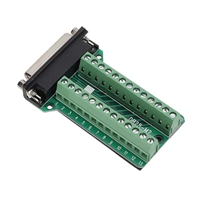 Immagine di D SUB 25Pin DB25 M2 Interruzione femminile alle connessioni terminali PCB, 2 file, adattatore per morsettiera PCB senza saldatura, con viti a pollice