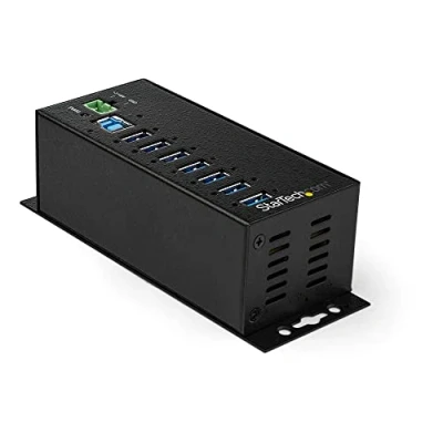 Immagine di StarTech.com Hub USB 3.0 industriale a 7 porte con adattatore di alimentazione esterno Protezione ESD e sovratensioni 350W (HB30A7AME)