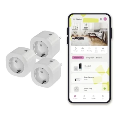 Immagine di OMAJIN by Netatmo Set di 3 prese intelligenti con timer, monitoraggio consumo, controllo remoto, spegnimento ritardato, risparmio energetico, Wi Fi/Bluetooth, 16A/3680W, senza hub, OBU 3SP SK 01