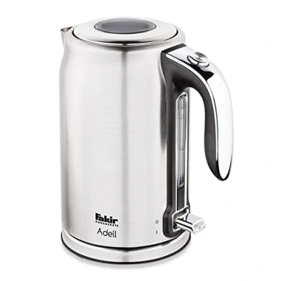 Immagine di Fakir Adell Bollitore in acciaio inox, con indicatore del livello dell&#039;acqua, protezione contro il surriscaldamento, base girevole a 360, 1,7 litri, bianco 2200 Watt