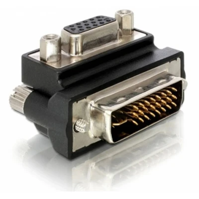 Immagine di Delock Adattatore DVI I maschio a VGA femmina 90ø (VGA, 6 cm), dati + video, Nero