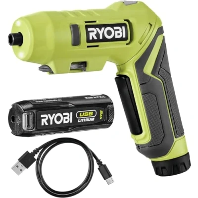 Immagine di Ryobi RSDP4 120G, Trapano Avvitatore a Batteria 18V, 1 al Litio 2.0Ah + Caricatore, Impugnatura Orientabile ed Ergonomica, 200 giri/min, Include 2 Punte per Avvitamento da 25 mm
