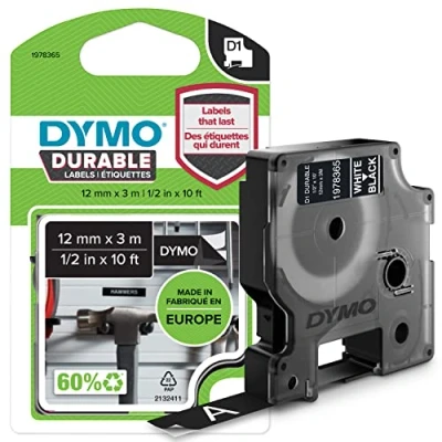 Immagine di DYMO 1978365 Cassetta nastro Vinile Colore Nastro: Nero carattere: Bianco 12 mm 3 m