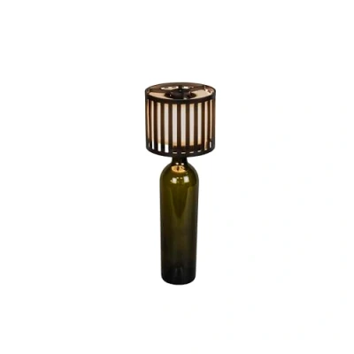 Immagine di Konstsmide Lampada LED da tavolo ricaricabile Bottle, nera, alluminio, IP54, dimmer,