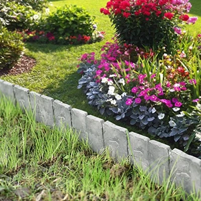 Immagine di casa.pro Bordure per Aiuole Giardino Elementi in Plastica Effetto Pietra Set da 80 Blocchi con Lunghezza tot 20 m Palizzata Delimitare Grigio Scuro