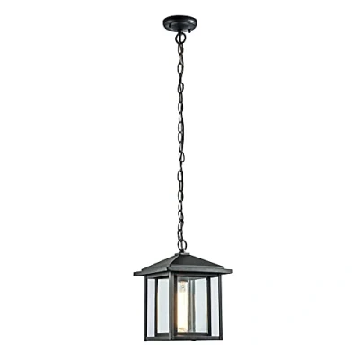 Immagine di Wonderlamp lampada a sospensione esterna Avenue, 1xE27, max. 60 W, IP 23, vintage forma di lanterna con vetro, nero