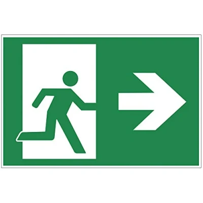 Immagine di Cartello di uscita emergenza destra Exit in alluminio/Dibond 300 x 200 mm 3 spessore