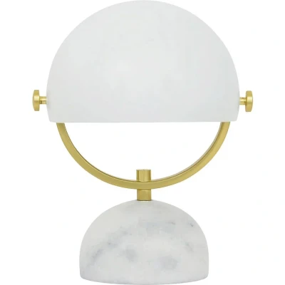 Immagine di Beacon Lighting Lampada da tavolo Lowe, bianco/ottone, base in marmo