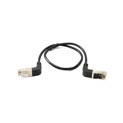 Immagine di System S Cavo LAN 50 cm 8P8C RJ45 maschio a maschio, adattatore ad angolo, colore nero