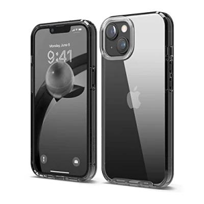 Immagine di elago Cover Ibrida Trasparente Compatibile con iPhone 14 Custodia (6.1&quot;), Tecnologia PC + TPU, Anti Ingiallimento, Cristallina, Bumper Antiurto Case, Protezione Completa (Nero)
