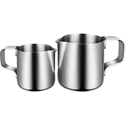 Immagine di Bricco Da Latte in Acciaio INOX, e caffè 150 ml/350ml per Montalatte Schiuma di Barista Cafe Inossidabile Schiumatore (2 Pezzi)