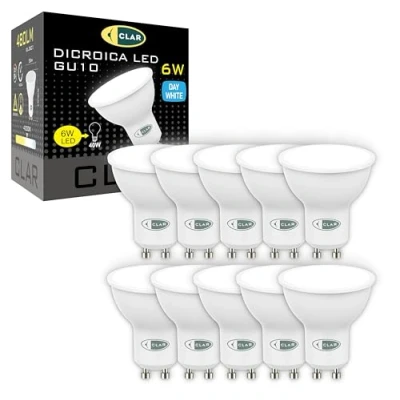 Immagine di CLAR GU10 LED 4000K, LED, GU10, Lampadine a Lampadina Faretti Luce Naturale, 6W (Pack 10)