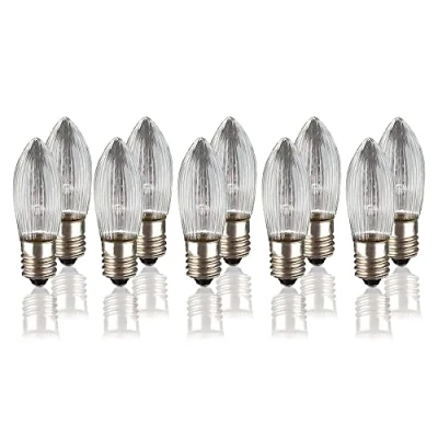 Immagine di hellum Candele di ricambio per arco, 10 pezzi, 12 V, 3 W, albero Natale, candele, luci interne, con 20 punti combustione, lampadine arco E10/12 V/3 W/22 Lumen 950045