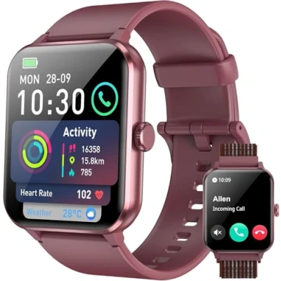 Immagine di IOWODO Smartwatch Uomo Donna Più recente 2025, 1.85 Orologio Intelligente Chiamate Bluetooth Fitness, 24H Cardiofrequenzimetro/SpO2/Sonno/Contapassi, IP68 Fitness Calcolatori per Android iOS