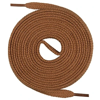 Immagine di Mount Swiss©, 1 paio di lacci piatti in 100% cotone, antistrappo, larghezza 7 mm, per adulti, unisex, colore marrone chiaro, 90 cm