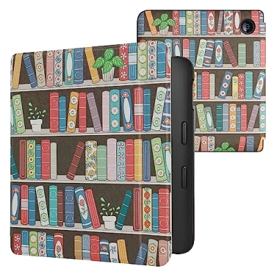 Immagine di kwmobile Custodia eReader Compatibile con Kobo Libra 2 Cover eBook Reader Flip Case blu/verde/fucsia Libreria Piante