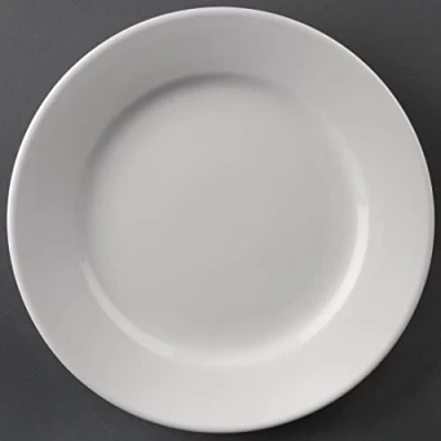 Immagine di Athena Hotelware, servizio di piatti con bordo ampio da 20,3 cm, in porcellana bianca, 12 pz