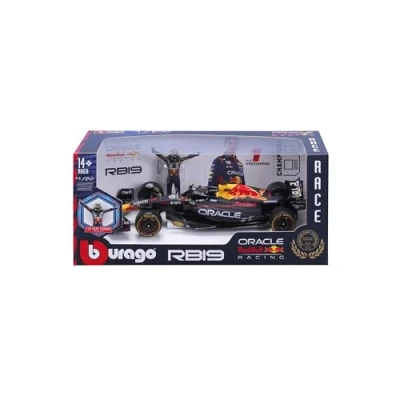 Immagine di BBURAGO Red Bull Racing RB19 Max Verstappen #1 2023 Modellino Realistico Auto in Scala 1:24 e Personaggio di Verstappen, Licenza Ufficiale Bull, Età consigliata 14+ Anni