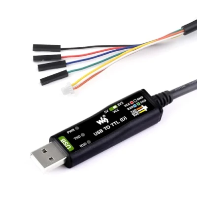 Immagine di Waveshare Industrial USB TO TTL (D) Serial Cable, FT232RNL Chip, Multi Protection Circuits, For Win7/8/10/11/Mac/Linux, With 4pin Header+SH1.0 3PIN Connector, Raspberry Pi 5 Port Debugging