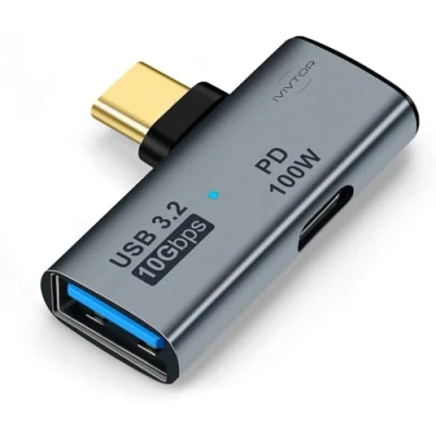 Immagine di IVIVTOR USB C Adapter 3.2 OTG Splitter con ricarica rapida da 100 W per laptop, tablet e telefono