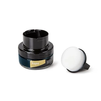 Immagine di Kaps Crema per la Cura delle Scarpe con Spugna Applicatore, Intensiva e Nutrimento Pelle, Delicate, 70 Colori (116 Mezzanotte)
