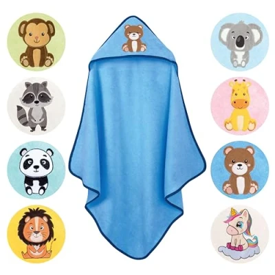 Immagine di LAYNENBURG asciugamano Premium con cappuccio da bagno in 100% cotone OEKO TEX per neonati e bambini bambine (orso 80x80cm)