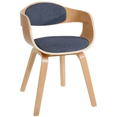 Immagine di CLP Sedia Visitatore Kingston In Tessuto I Rétro Con Braccioli Imbottita Pranzo Legno, Colore:natura/blu