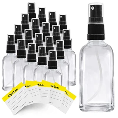 Immagine di Oputec 20 flaconi spray da 30 ml in vetro con nebulizzatore + etichette Bottiglie trasparente testina fine Piccola bottiglia