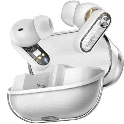 Immagine di TOZO Crystal Pods Cuffie Bluetooth, Auricolari Bluetooth 5.4 Ibrida ANC IA Chiamate Modalità di Gioco ORIGX 2.0 EQs 35 Ore Riproduzione Ricarca Rapida USB C IPX5 Bianco