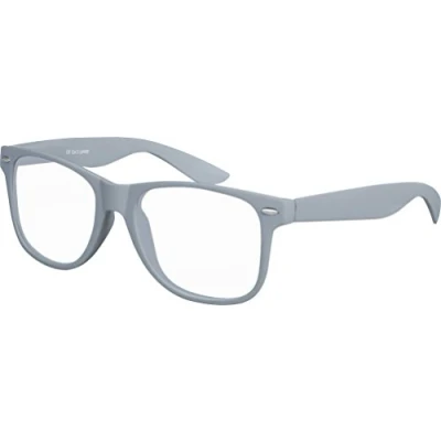 Immagine di BALINCO Nerd Occhiali da sole con lenti trasparenti in gomma opaca Retro Vintage Unisex cerniera a molla (Grigio)