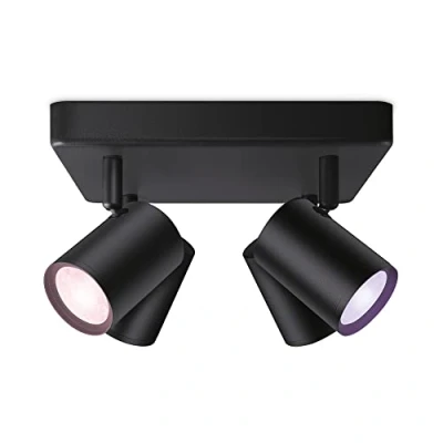 Immagine di WiZ 8719514554573 IMAGEO Spots 4x5W B 22 65K RGB SQ Plafoniera LED 20 W Nero